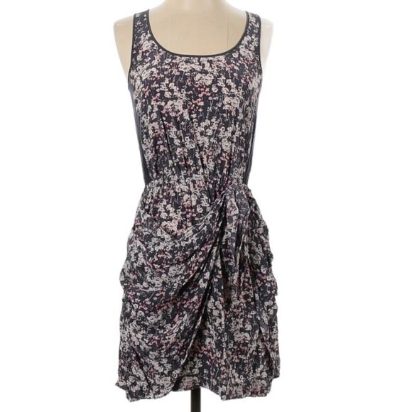 Club Monaco 100% Silk Tie Front Floral Scoop Neck Mini Dress 00 - Picture 1 of 12